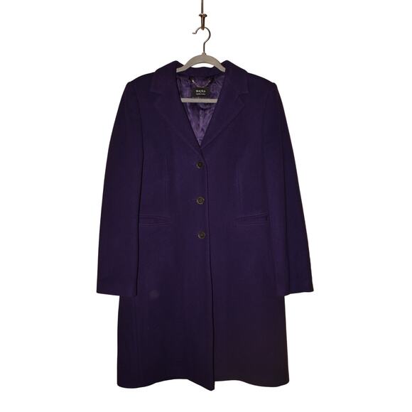 MAURA BY CLAUDIA STRATER $398 Purple Wool Cashmere‎ Longline Car Coat 42 / US XL - Picture 1 of 3